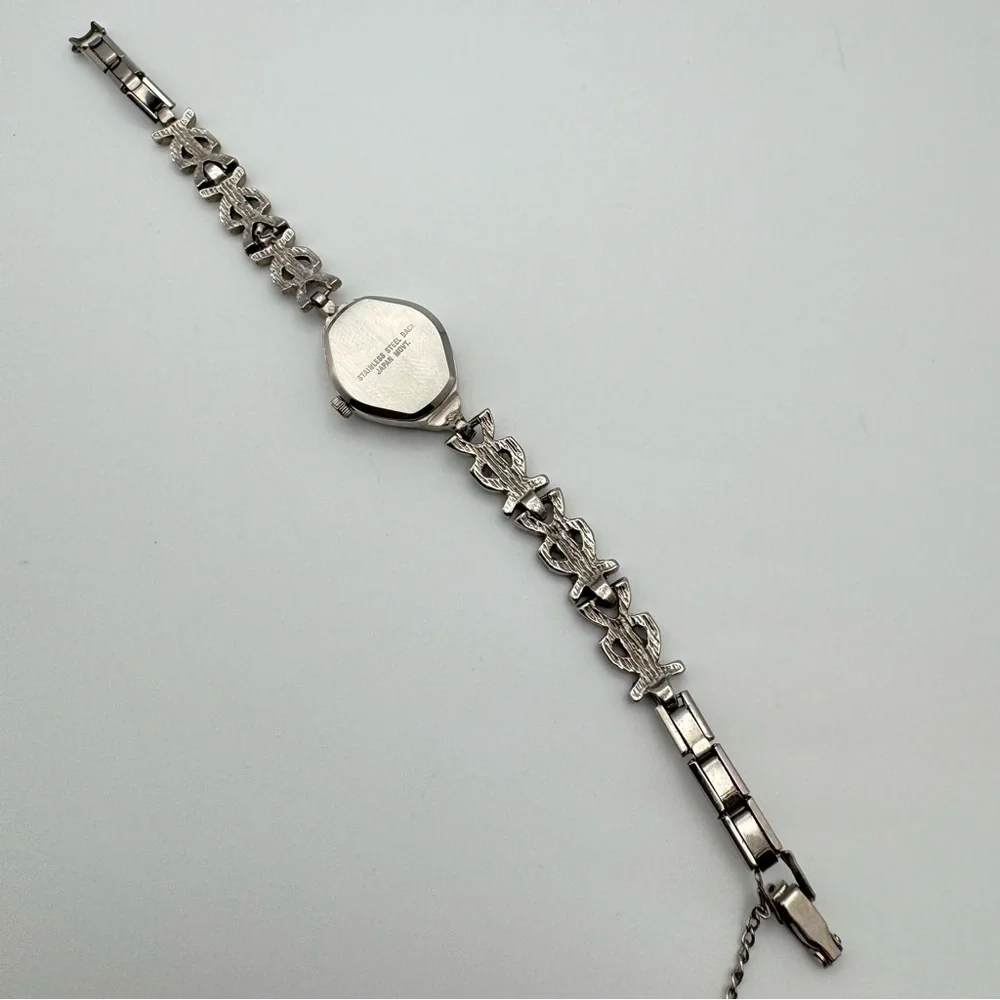 Vintage HenriS Art Deco Marcasite Style Silver Tone Quartz Bracelet Watch